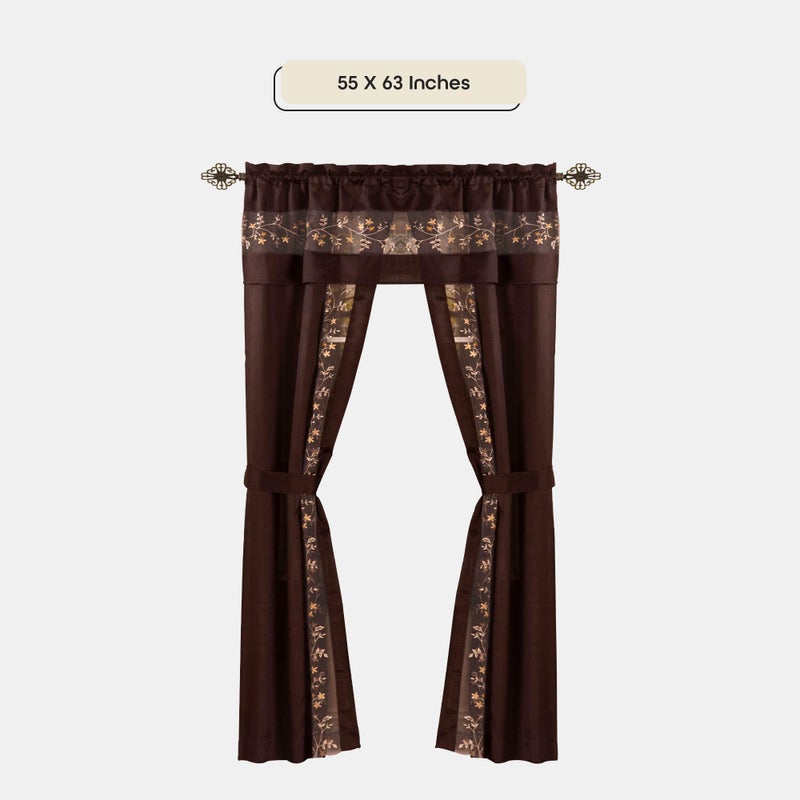 ACHIM Light-Filtering Window Curtain Set - 55 Inch Width, 63 Inch Length - Fairfield Window in a Bag 5 Piece Set (Chocolate) - Window Treatment Include Valance, Tiebacks & Split Panels Home Decor - Image 5
